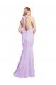 Affordable Chiffon Mermaid Bridesmaid Dress with Back Tie Halter Straps and Side Slit UK