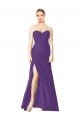 Affordable Strapless Chiffon Bridesmaid Dress with Pleated Wrap Bodice and Side Slit UK