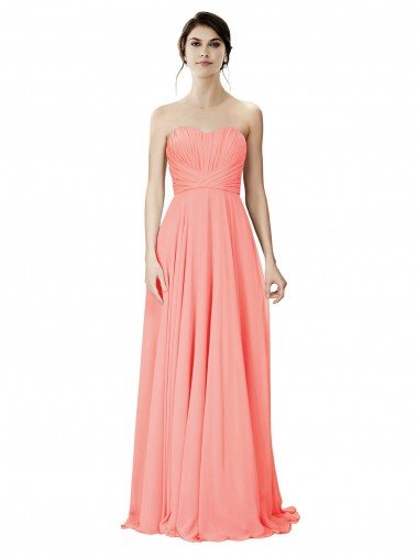 Affordable Strapless Chiffon Bridesmaid Dress with Ruched Sweetheart Neckline UK