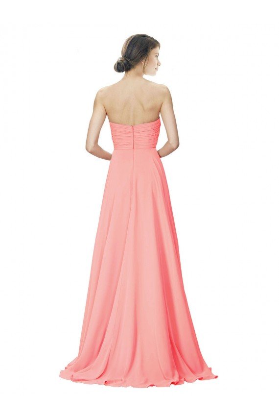 Affordable Strapless Chiffon Bridesmaid Dress with Ruched Sweetheart Neckline UK