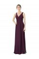 Affordable Long Chiffon Bridesmaid Dress with Ruched Criss Cross V-Neck Bodice UK