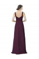 Affordable Long Chiffon Bridesmaid Dress with Ruched Criss Cross V-Neck Bodice UK