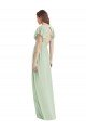 Affordable Flutter Sleeves Draped Wrap V-Neck Chiffon Bridesmaid Dress UK