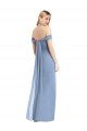 Affordable Full Length Draped Off the Shoulder Maxi Bridesmaid Dress with Shirred Streamer UK