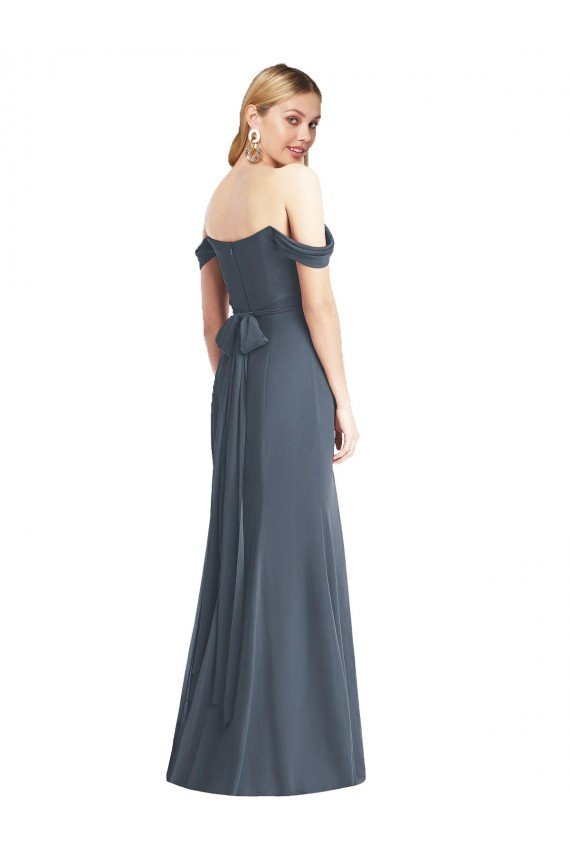 Affordable Off the Shoulder Criss Cross Bodice Trumpet Chiffon Bridesmaid Dress UK