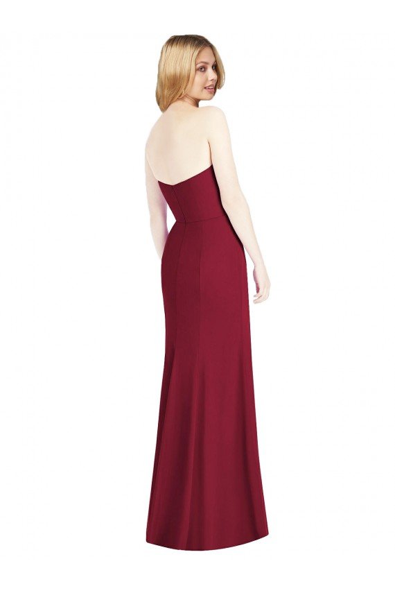 Affordable Strapless Chiffon Trumpet Bridesmaid Dress with Front Slit UK