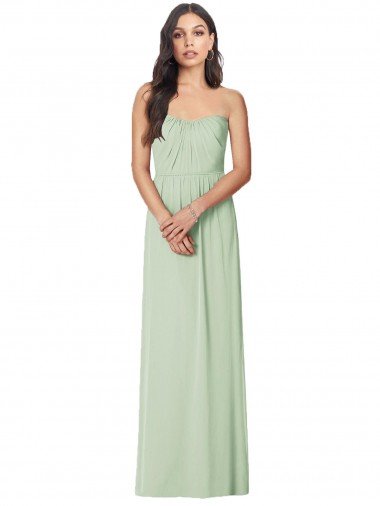 Affordable Strapless Sweetheart All-Over Shirring Chiffon Bridesmaid Dress UK