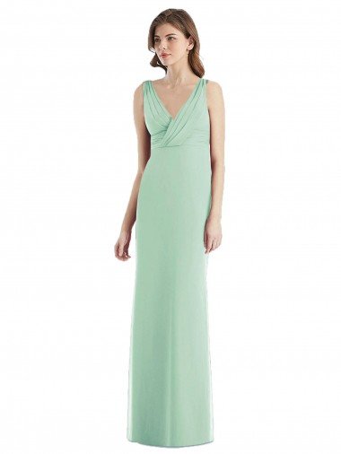 Affordable Sleek Open Back Chiffon V-Neck Bridesmaid Dress UK