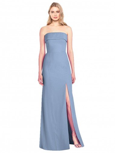 Affordable Trumpet Full Length Strapless Chiffon Bridesmaid Dress with Slit UK