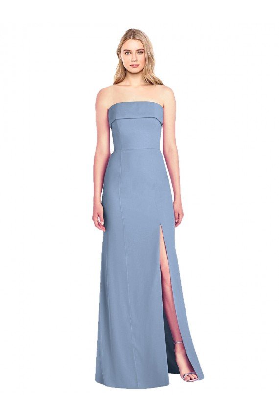 Affordable Trumpet Full Length Strapless Chiffon Bridesmaid Dress with Slit UK