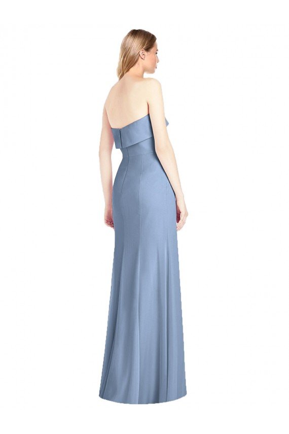 Affordable Trumpet Full Length Strapless Chiffon Bridesmaid Dress with Slit UK