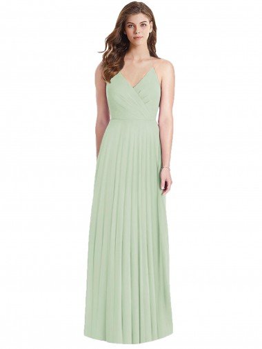 Affordable Ruffled Strap Cutout Wrap Maxi Chiffon Bridesmaid Dress UK