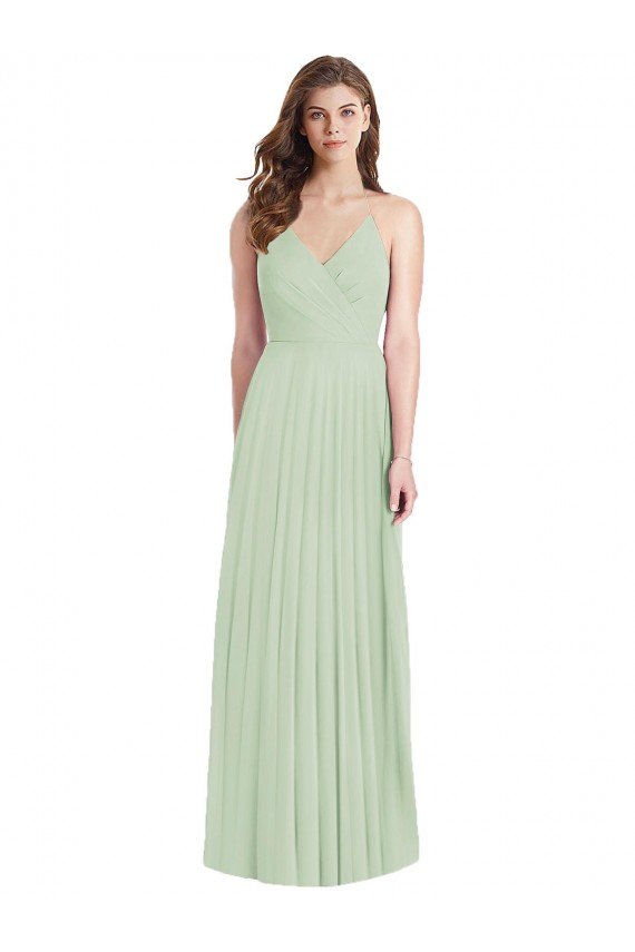 Affordable Ruffled Strap Cutout Wrap Maxi Chiffon Bridesmaid Dress UK