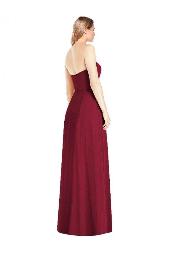 Affordable Strapless Notch Chiffon Maxi Bridesmaid Dress UK