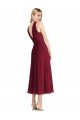 Affordable Midi Length Halter Plunging V-Back Chiffon Bridesmaid Dress / Cocktail Dress UK