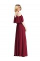 Affordable Spaghetti Straps V-Neck Chiffon Bridesmaid Dress with Sash Tie UK