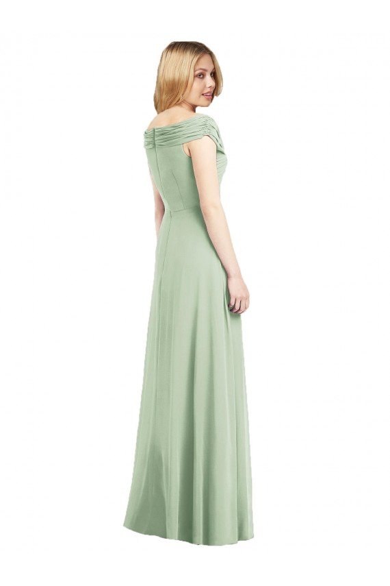 Affordable Draped Off the Shoulder Lux Chiffon Bridesmaid Dress UK