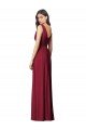 Affordable Draped V-Neck Shirred Chiffon Maxi Bridesmaid Dress UK