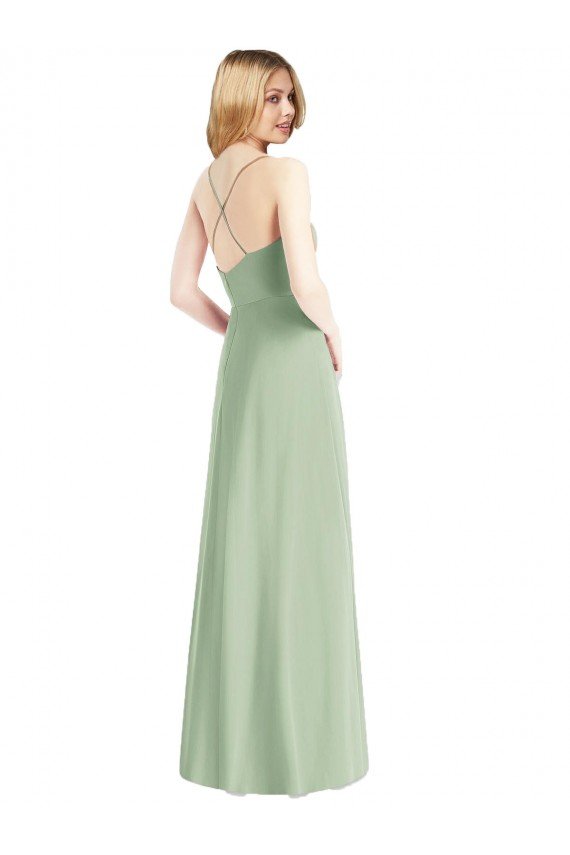 Affordable Cowl Neck Criss Cross Back Chiffon Maxi Bridesmaid Dress UK