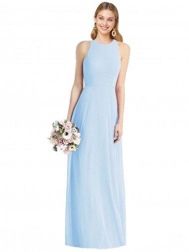 Affordable Sleeveless Halter Chiffon Maxi Bridesmaid Dress UK