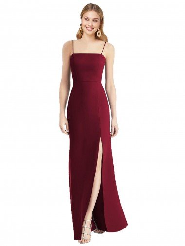 Affordable Tie-Back Cutout Trumpet Chiffon Bridesmaid Dress with Front Slit UK