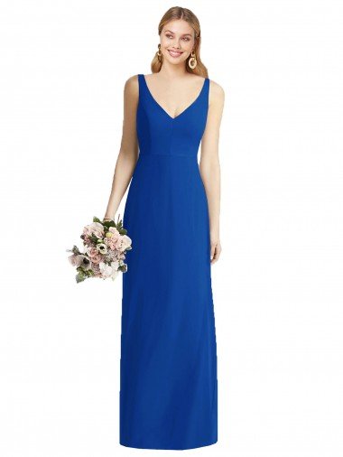 Affordable Sleeveless V-Back Long Trumpet Chiffon Bridesmaid Dress UK