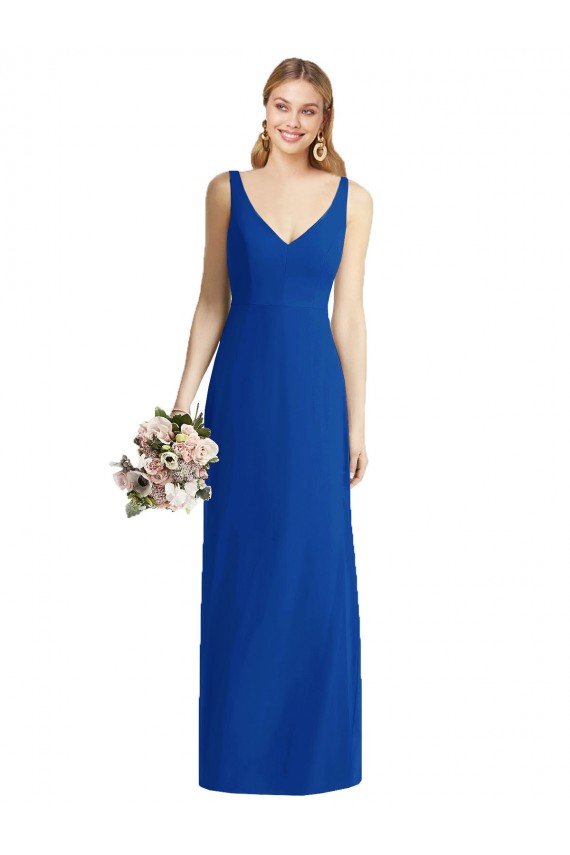 Affordable Sleeveless V-Back Long Trumpet Chiffon Bridesmaid Dress UK