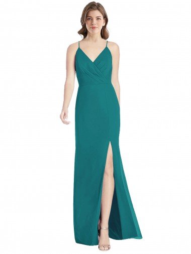 Affordable Criss Cross Back Mermaid Wrap Chiffon Bridesmaid Dress UK