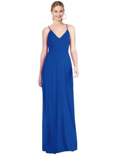 Affordable Criss Cross Back A-Line Chiffon Maxi Bridesmaid Dress UK