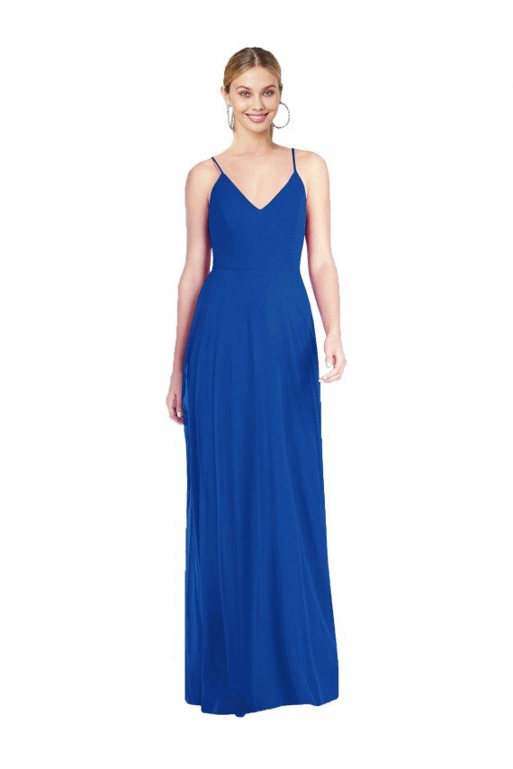 Affordable Criss Cross Back A-Line Chiffon Maxi Bridesmaid Dress UK