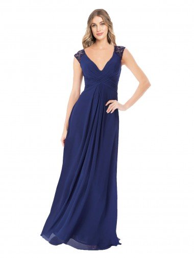 Affordable Embroidered Keyhole Back Chiffon Bridesmaid Dress UK