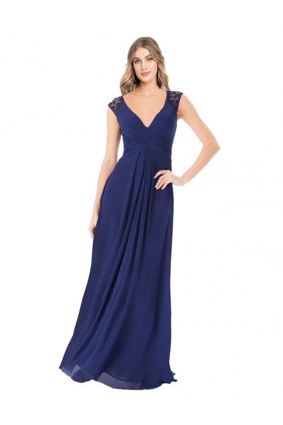 Affordable Embroidered Keyhole Back Chiffon Bridesmaid Dress UK