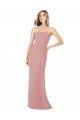 Affordable Draped Strapless Sheath Long Chiffon Bridesmaid Dress UK