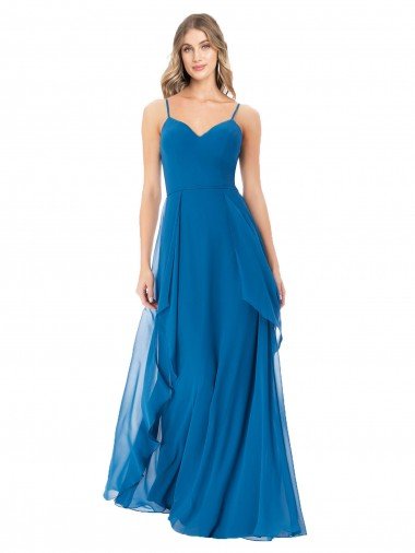 Affordable Simple Sweetheart Chiffon Bridesmaid Dress with Cascading Overlay UK