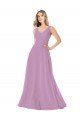 Affordable Simple Chiffon V-Neck Bridesmaid Dress with Draped V-Back UK