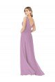 Affordable Simple Chiffon V-Neck Bridesmaid Dress with Draped V-Back UK