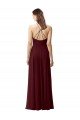 Affordable Slim Long High Halter Neck Chiffon Bridesmaid Dress with High Side Slit UK