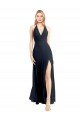 Affordable Plunging V-Neckline Halter Chiffon Wrap Bridesmaid Dress / Prom Dress with High Slit UK