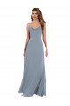 Affordable Long Full Length Draped Cowl Neck V-Back Slip Chiffon Bridesmaid Dress UK