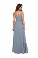 Affordable Long Full Length Draped Cowl Neck V-Back Slip Chiffon Bridesmaid Dress UK