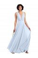 Affordable Daring Plunging V-Neck Long Chiffon Bridesmaid Dress with Pleated Bodice UK