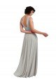 Affordable Daring Plunging V-Neck Long Chiffon Bridesmaid Dress with Pleated Bodice UK