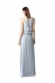 Affordable High Narrow Neck Long Chiffon Bridesmaid Dress with Tiered Ruffles UK