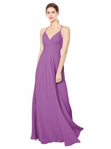 Affordable Braided Straps Cross Back Sweetheart Chiffon Bridesmaid Dress UK