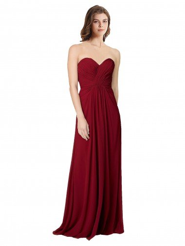 Affordable Draped Sweetheart Long Grecian Inspired Chiffon Bridesmaid Dress UK