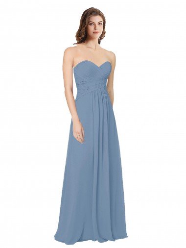 Affordable Chiffon A-Line Wraparound Draping Long Bridesmaid Dress UK