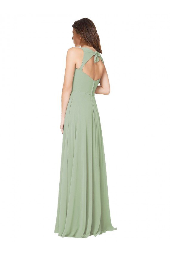 Affordable A-Line Open Back Chiffon Bridesmaid Dress with Pockets UK