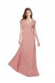 Affordable Flounced V Neckline Flutter Sleeves Chiffon Bridesmaid Dress UK