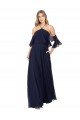 Affordable Halter Neck Cold Shoulder Flutter Sleeves Bridesmaid Dress UK