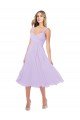 Affordable Draped Midi Length Chiffon Cocktail Bridesmaid Dress with Ruched Bodice UK